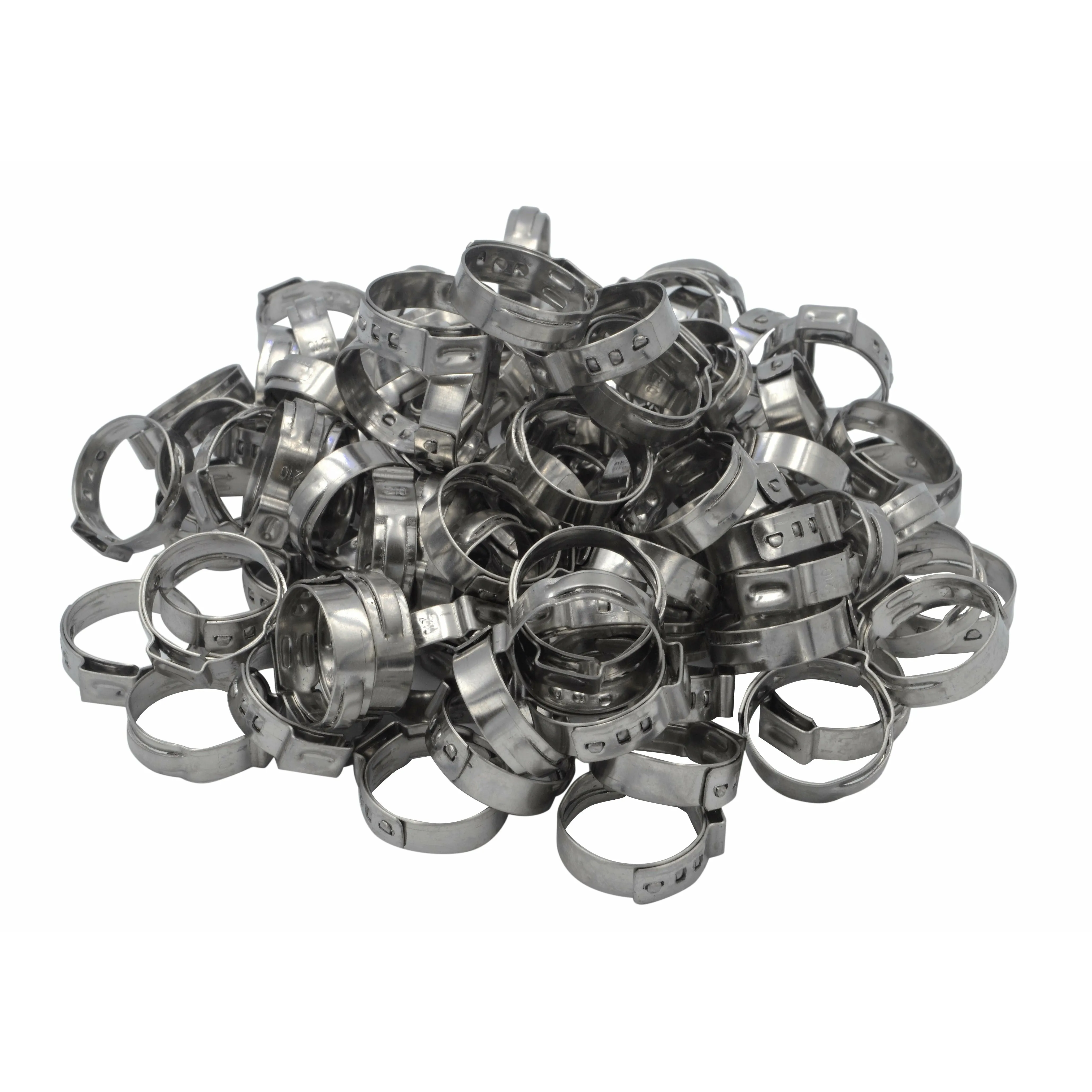 100 Piece 304 Stainless Steel 17.8-21mm Ear Hose Clamp