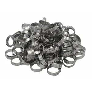 100 Piece 304 Stainless Steel 17.8-21mm Ear Hose Clamp
