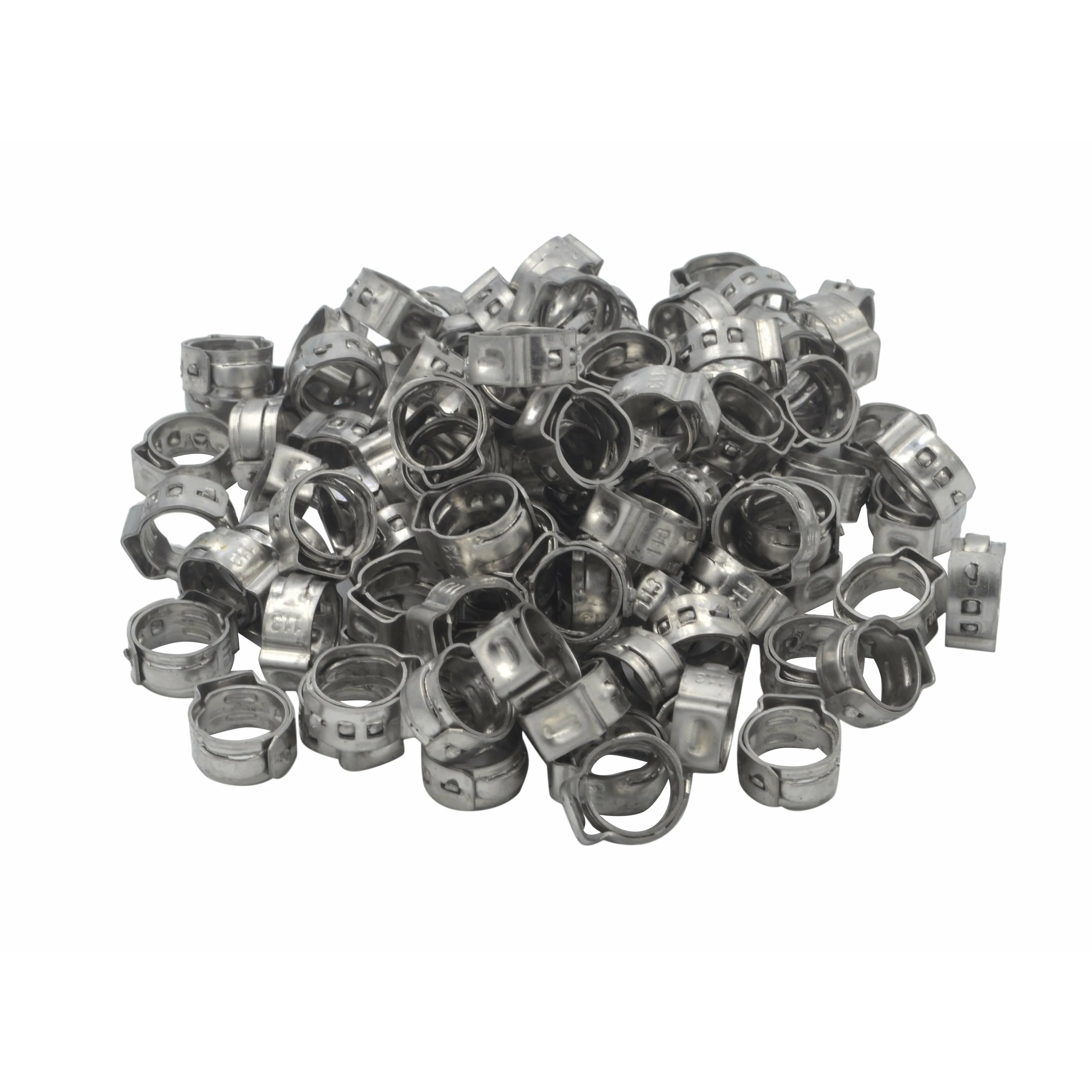 100 Piece 304 Stainless Steel 9.6-11.3mm Ear Hose Clamp
