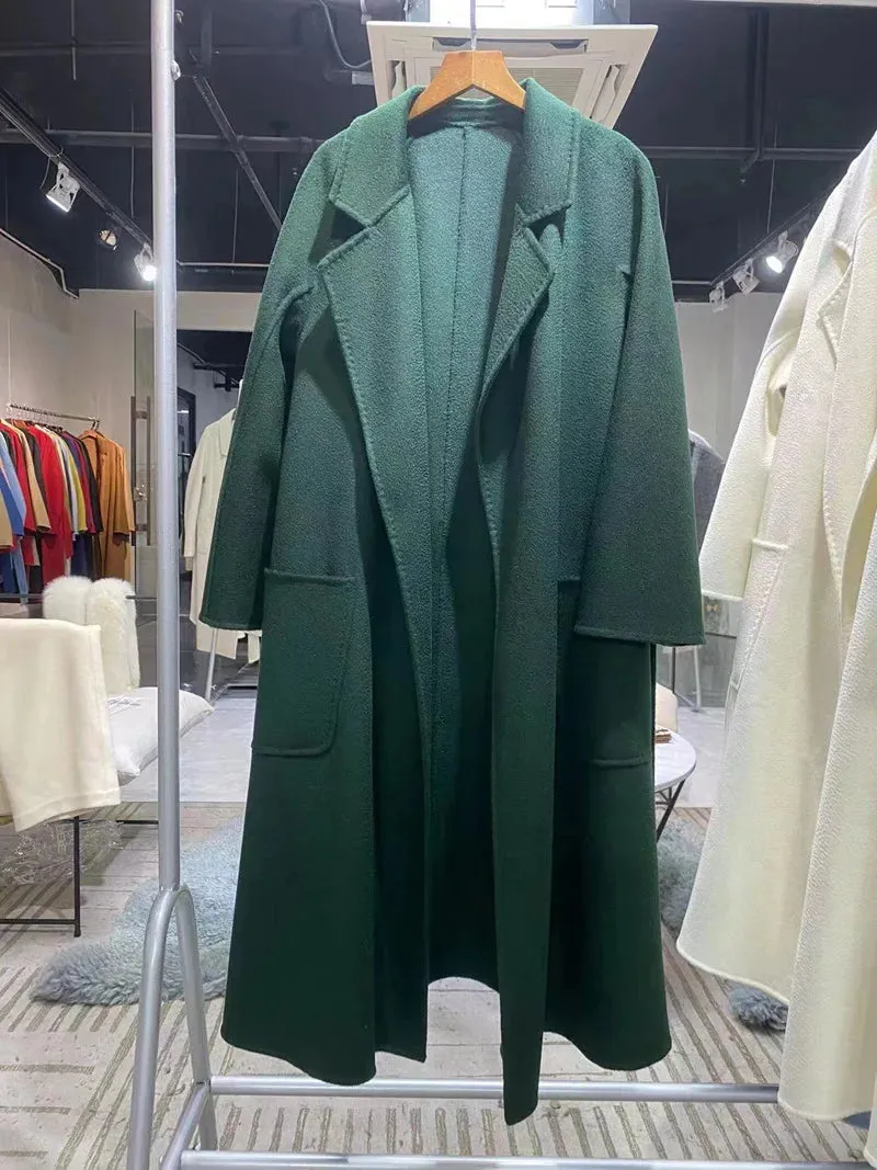 2024 Fall/Winter Jacket – Ripple Double-Sided Wool Cashmere Coat, Belted Windbreaker