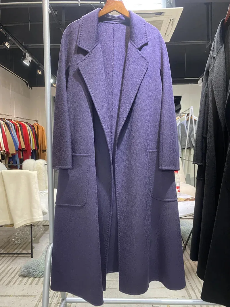 2024 Fall/Winter Jacket – Ripple Double-Sided Wool Cashmere Coat, Belted Windbreaker