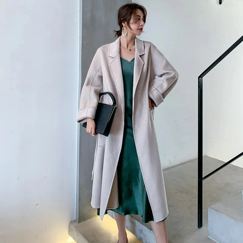 2024 Fall/Winter Jacket – Ripple Double-Sided Wool Cashmere Coat, Belted Windbreaker