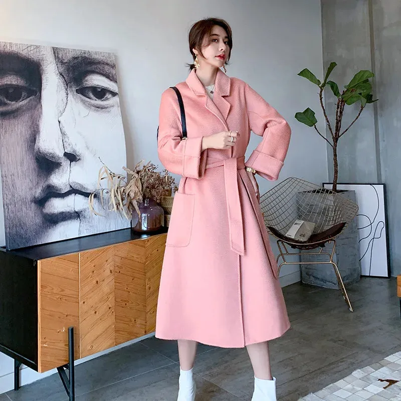 2024 Fall/Winter Jacket – Ripple Double-Sided Wool Cashmere Coat, Belted Windbreaker