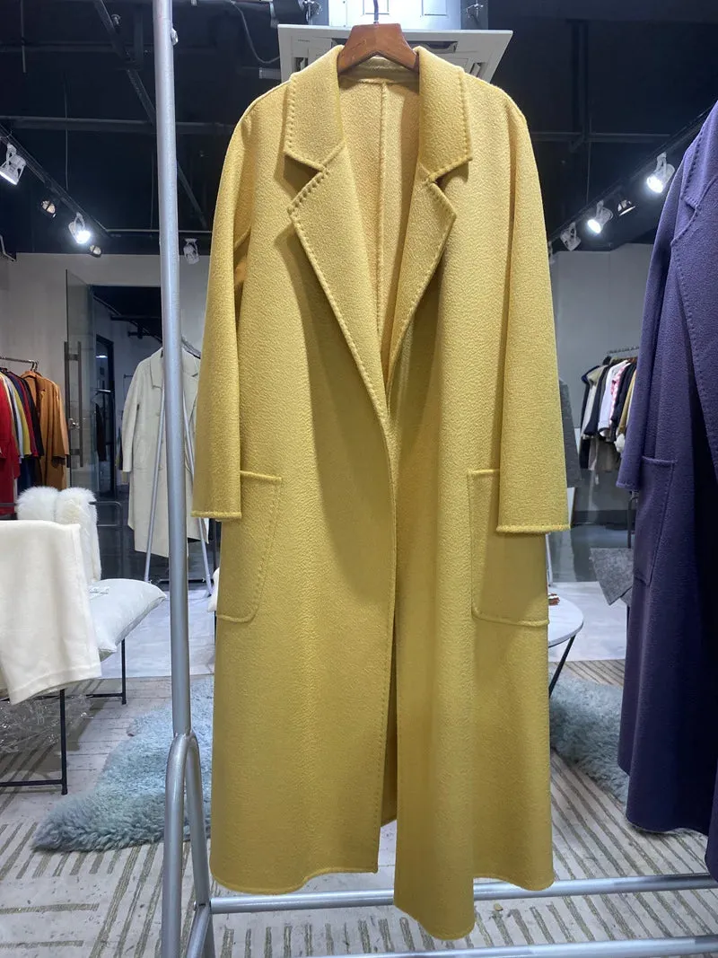 2024 Fall/Winter Jacket – Ripple Double-Sided Wool Cashmere Coat, Belted Windbreaker