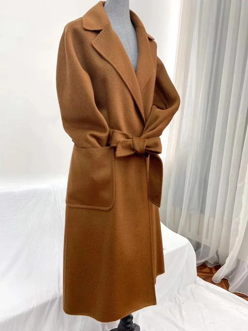 2024 Fall/Winter Jacket – Ripple Double-Sided Wool Cashmere Coat, Belted Windbreaker