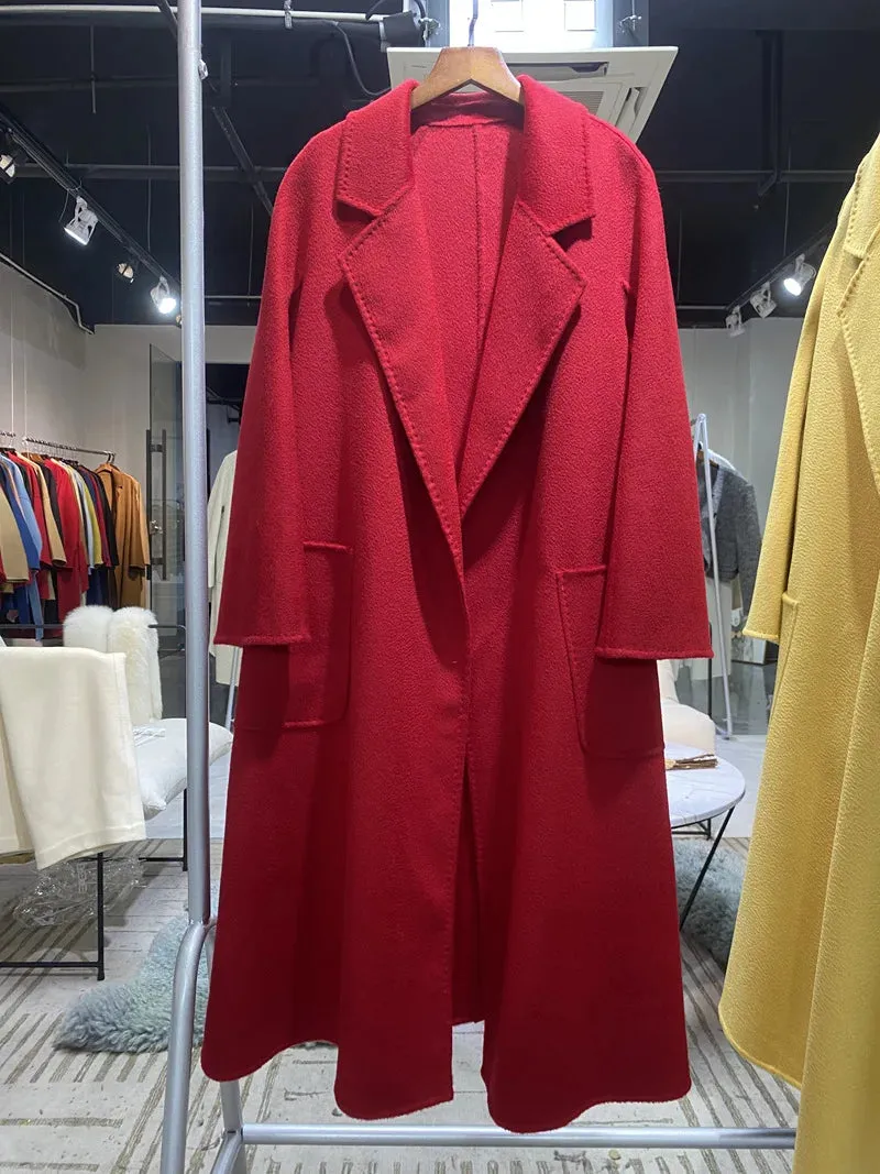 2024 Fall/Winter Jacket – Ripple Double-Sided Wool Cashmere Coat, Belted Windbreaker