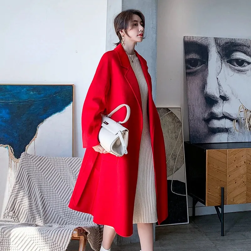 2024 Fall/Winter Jacket – Ripple Double-Sided Wool Cashmere Coat, Belted Windbreaker