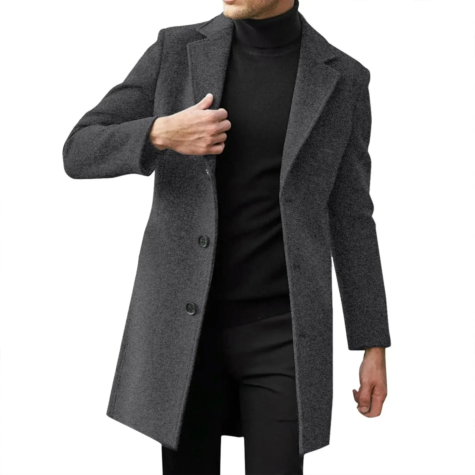 2025 Fashion Men Wool & Blends Mens Casual Business Trench Coat Mens Leisure Overcoat Male Punk Style Blends Dust Coats Jackets