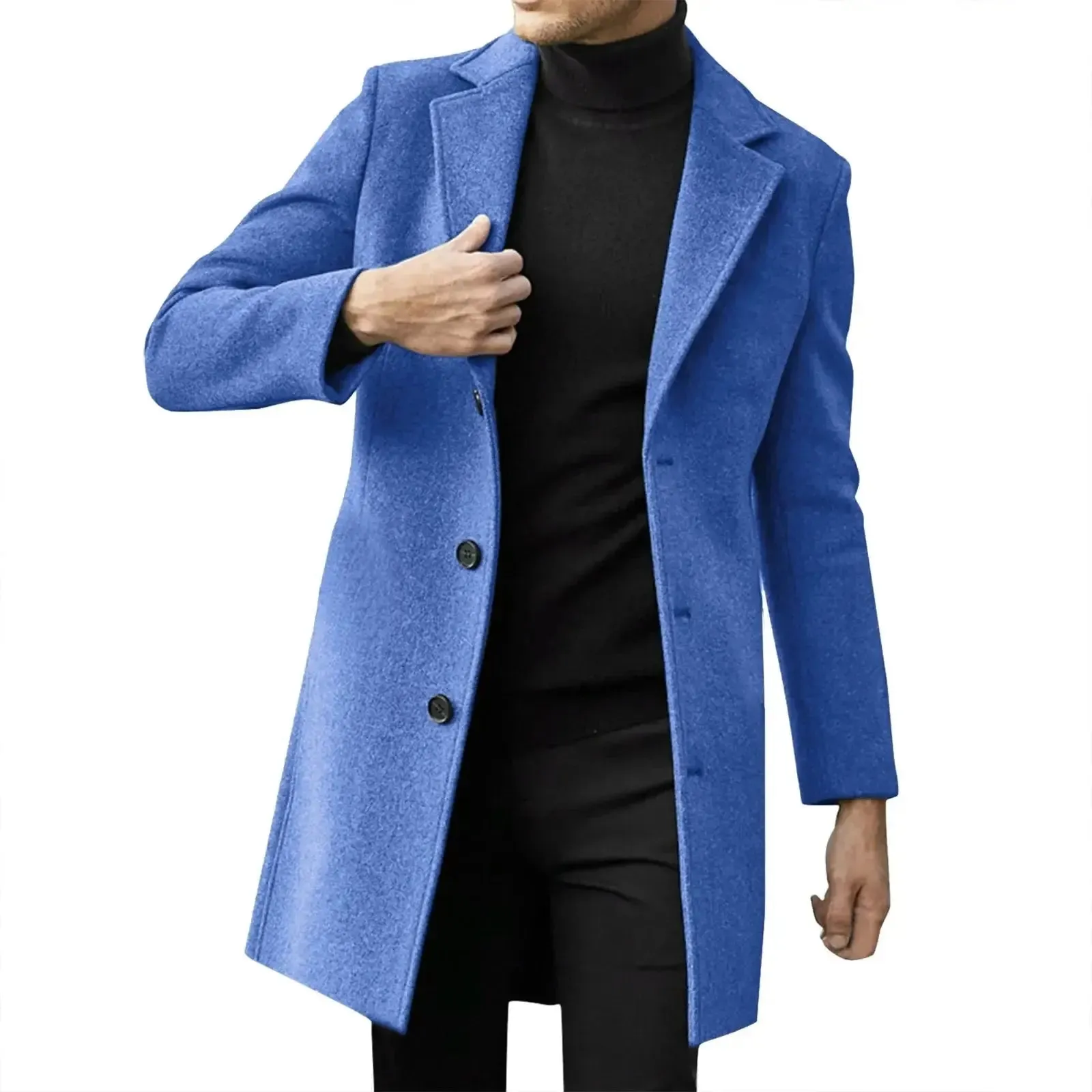 2025 Fashion Men Wool & Blends Mens Casual Business Trench Coat Mens Leisure Overcoat Male Punk Style Blends Dust Coats Jackets