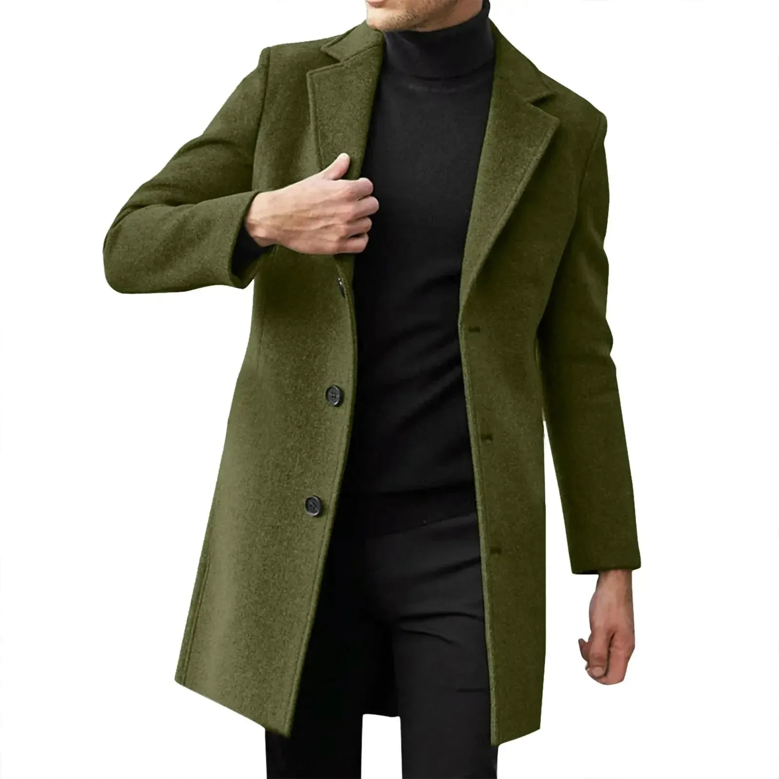 2025 Fashion Men Wool & Blends Mens Casual Business Trench Coat Mens Leisure Overcoat Male Punk Style Blends Dust Coats Jackets