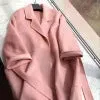 2025 High-End Water Ripple Double-Sided Wool Coat for Women – Long Bathrobe Style