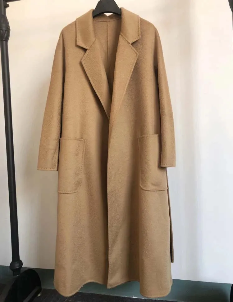 2025 High-End Water Ripple Wool Coat – Double-Sided Bathrobe Style