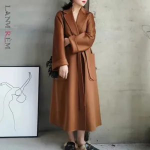 2025 High-End Water Ripple Wool Coat – Double-Sided Bathrobe Style