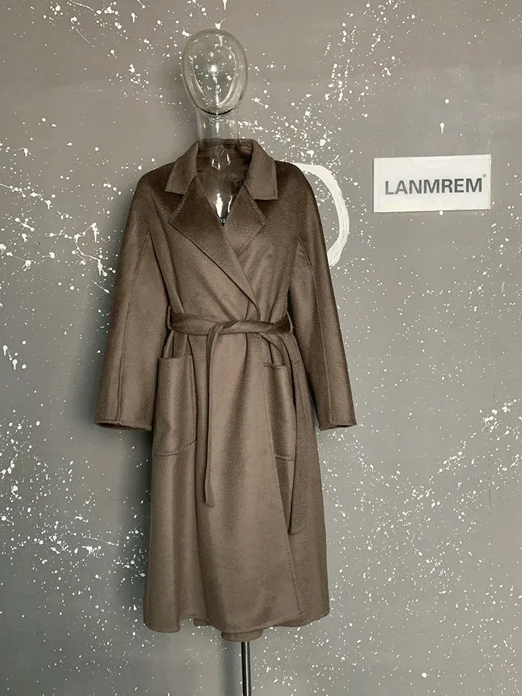 2025 High-End Water Ripple Wool Coat – Double-Sided Bathrobe Style