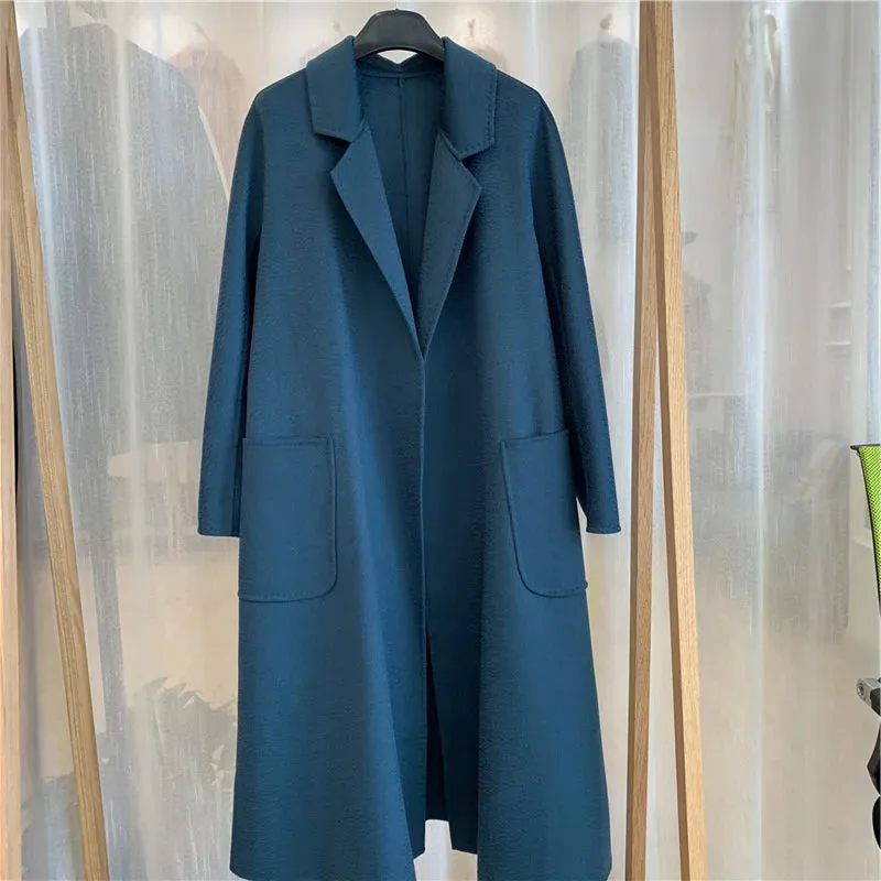 2025 Spring/Winter Water Ripple Coat – Double-Sided Cashmere Bandage