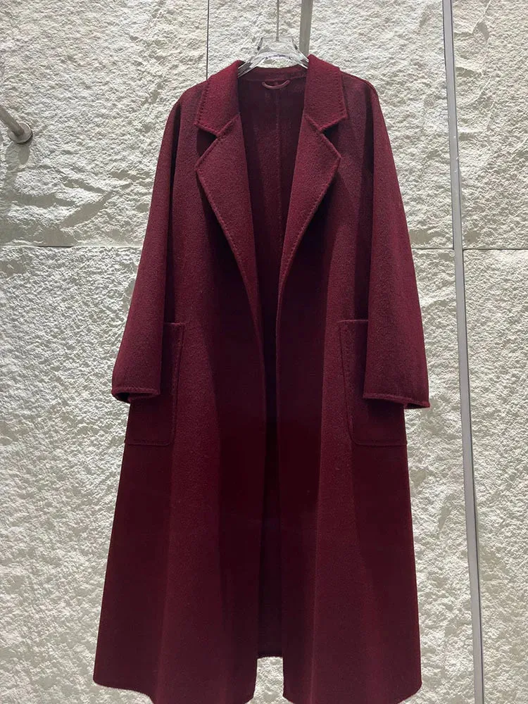2025 Spring/Winter Water Ripple Coat – Double-Sided Cashmere Bandage