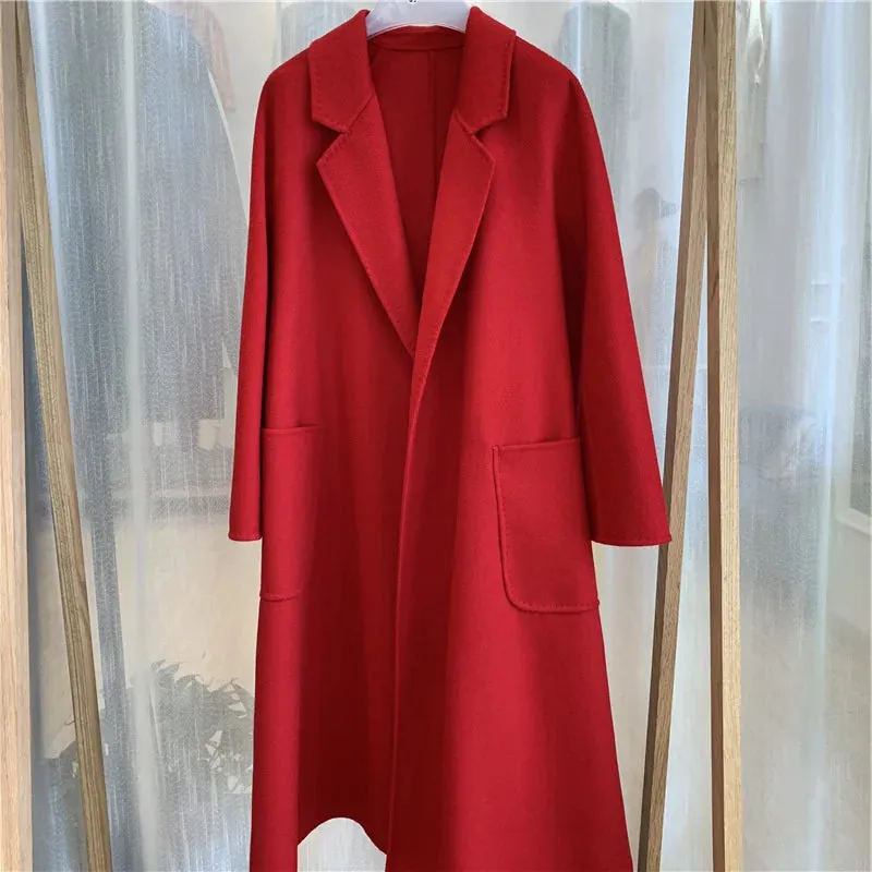 2025 Spring/Winter Water Ripple Coat – Double-Sided Cashmere Bandage