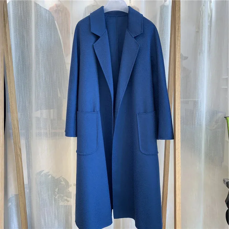2025 Spring/Winter Water Ripple Coat – Double-Sided Cashmere Bandage