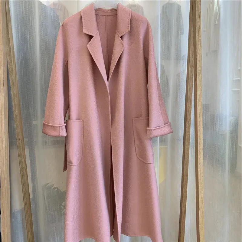 2025 Spring/Winter Water Ripple Coat – Double-Sided Cashmere Bandage