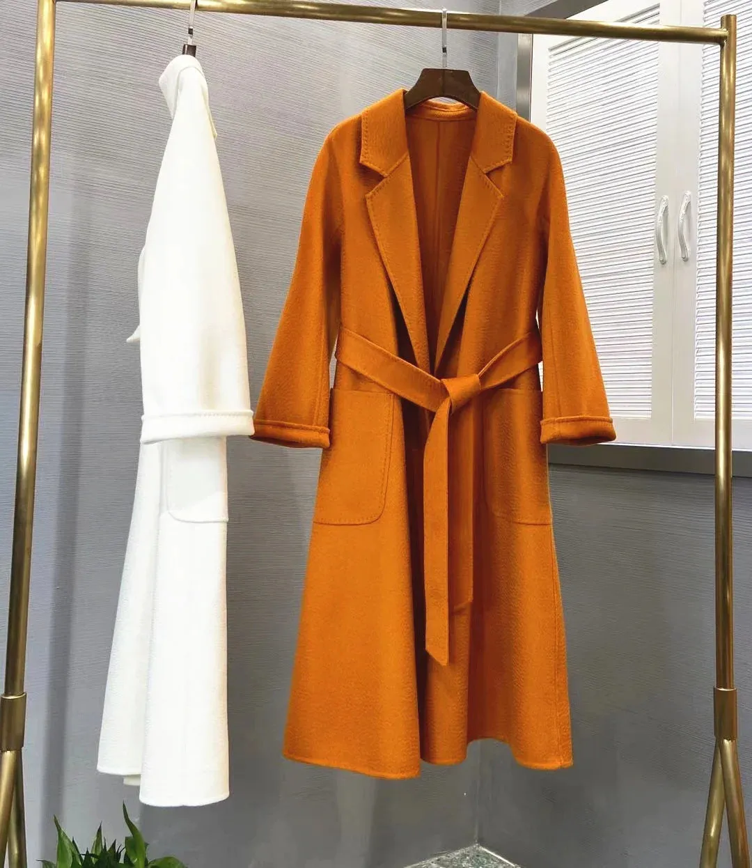 2025 Spring/Winter Water Ripple Coat – Double-Sided Cashmere Bandage