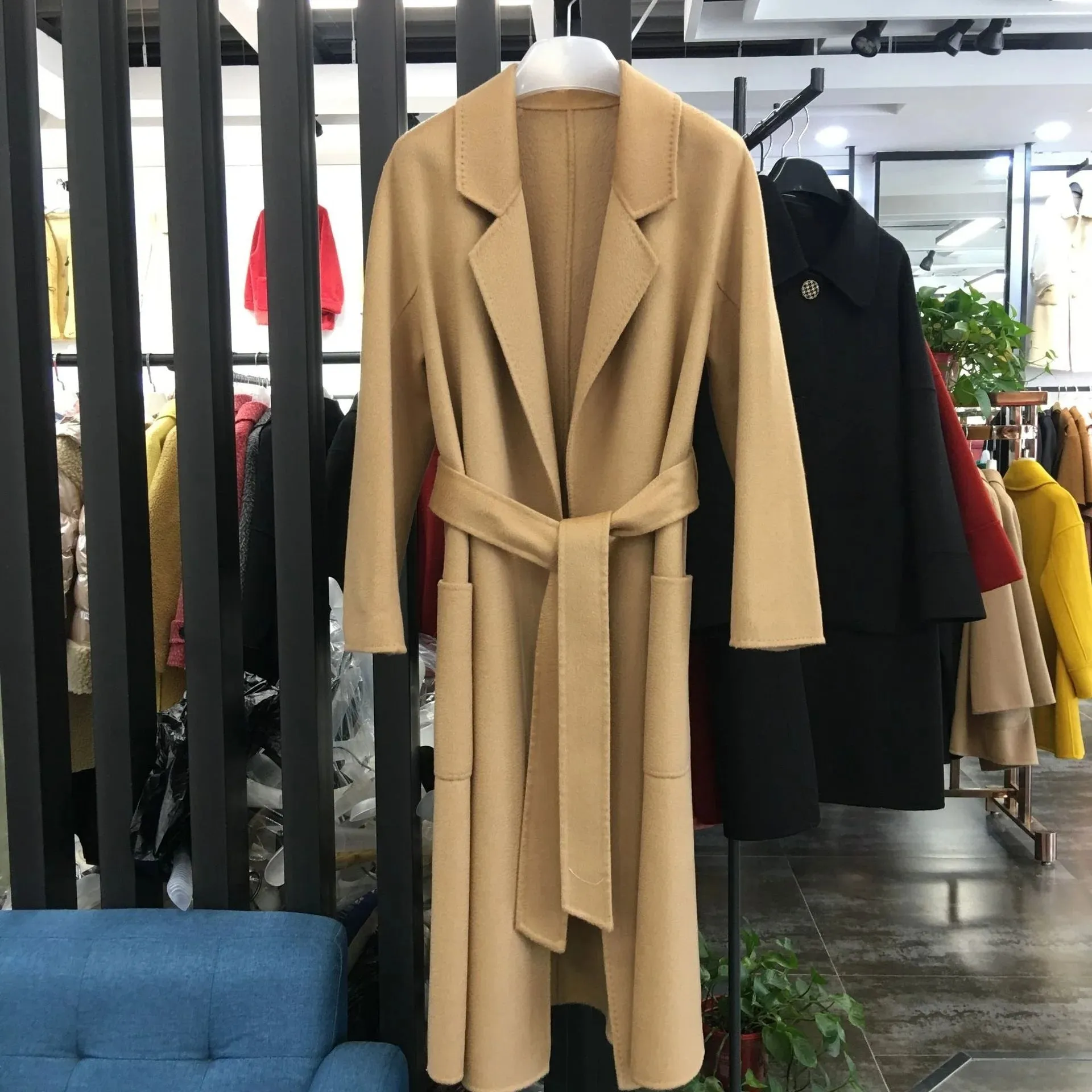 2025 Spring/Winter Water Ripple Coat – Double-Sided Cashmere Bandage