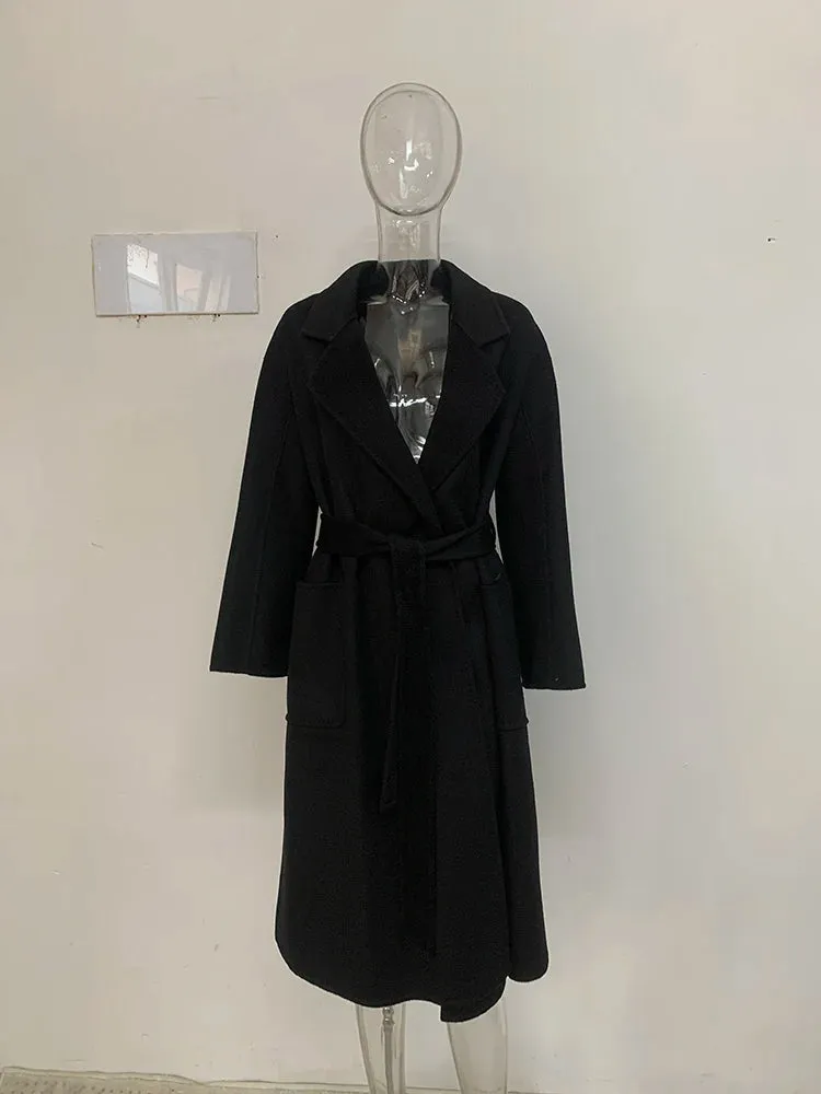 2025 Spring/Winter Water Ripple Coat – Double-Sided Cashmere Bandage