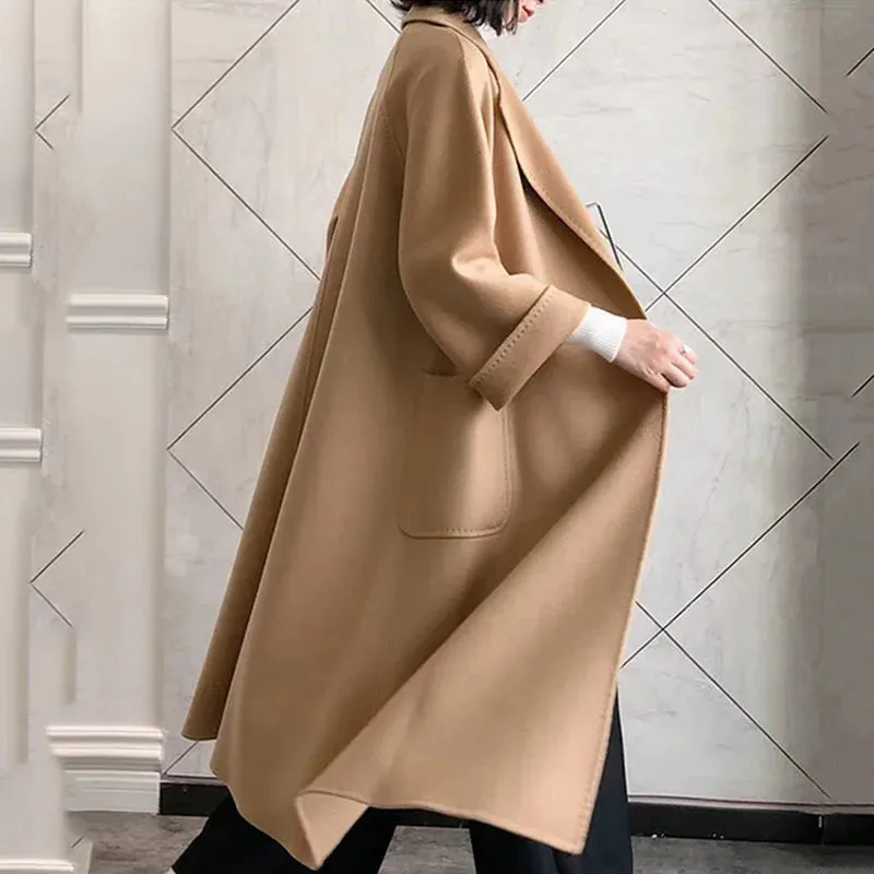 2025 Spring/Winter Water Ripple Coat – Double-Sided Cashmere Bandage