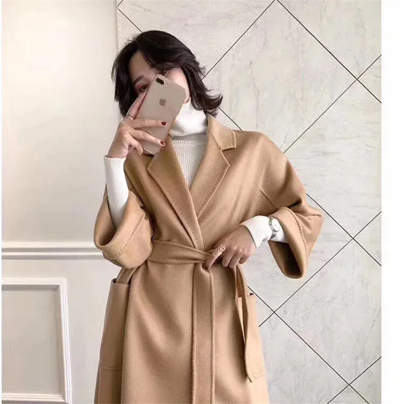 2025 Spring/Winter Water Ripple Coat – Double-Sided Cashmere Bandage