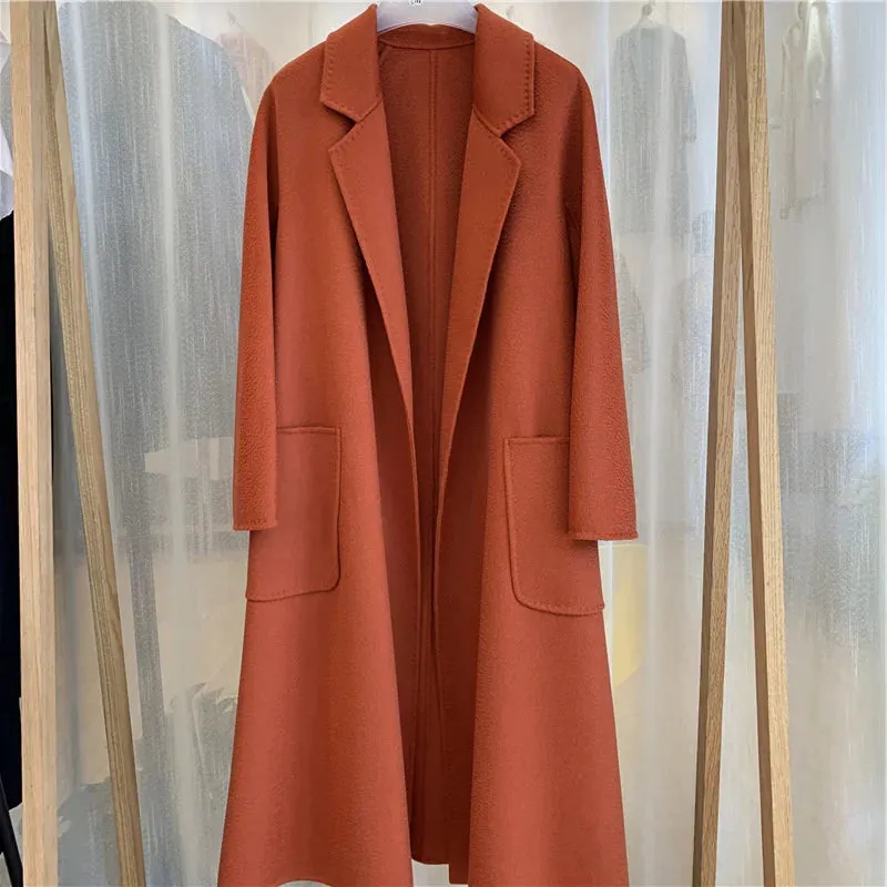 2025 Spring/Winter Water Ripple Coat – Double-Sided Cashmere Bandage