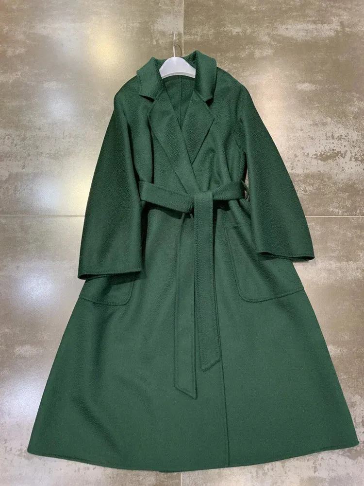 2025 Spring/Winter Water Ripple Coat – Double-Sided Cashmere Bandage