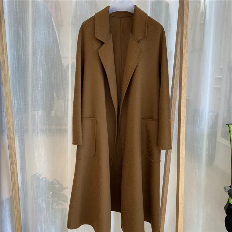 2025 Spring/Winter Water Ripple Coat – Double-Sided Cashmere Bandage