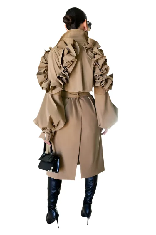 All the Frills- Ruffles Trench Coat- Regular Size