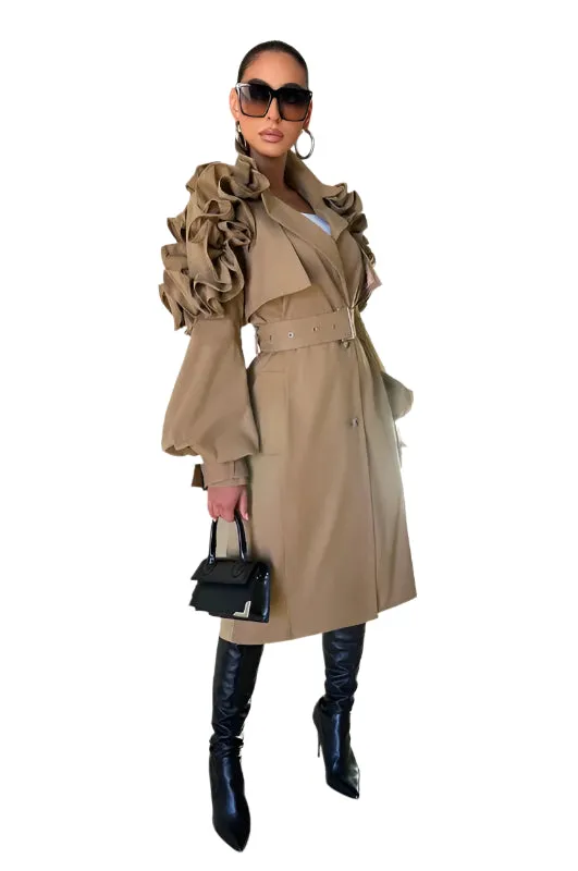 All the Frills- Ruffles Trench Coat- Regular Size