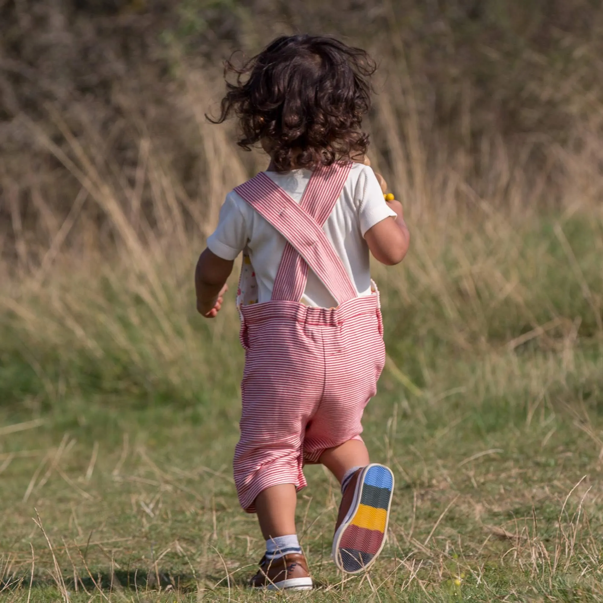 An Apple A Day Striped Shortie Dungarees