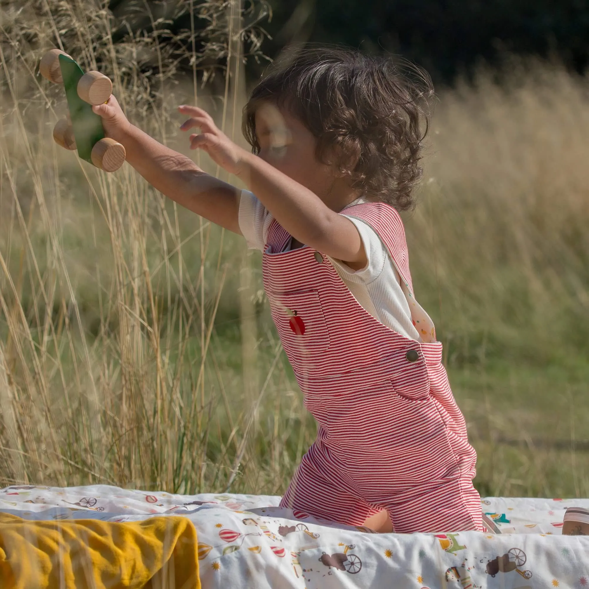An Apple A Day Striped Shortie Dungarees