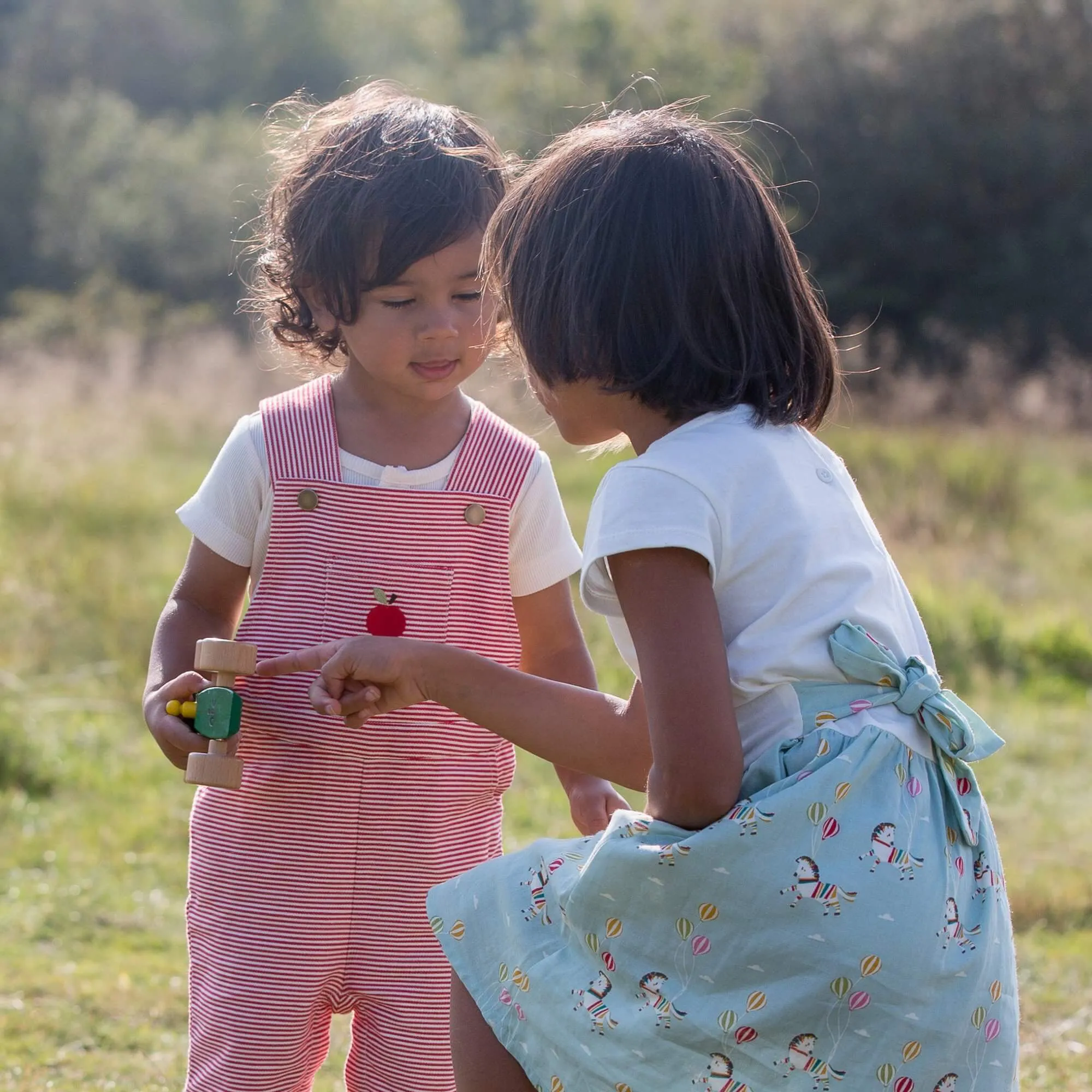 An Apple A Day Striped Shortie Dungarees