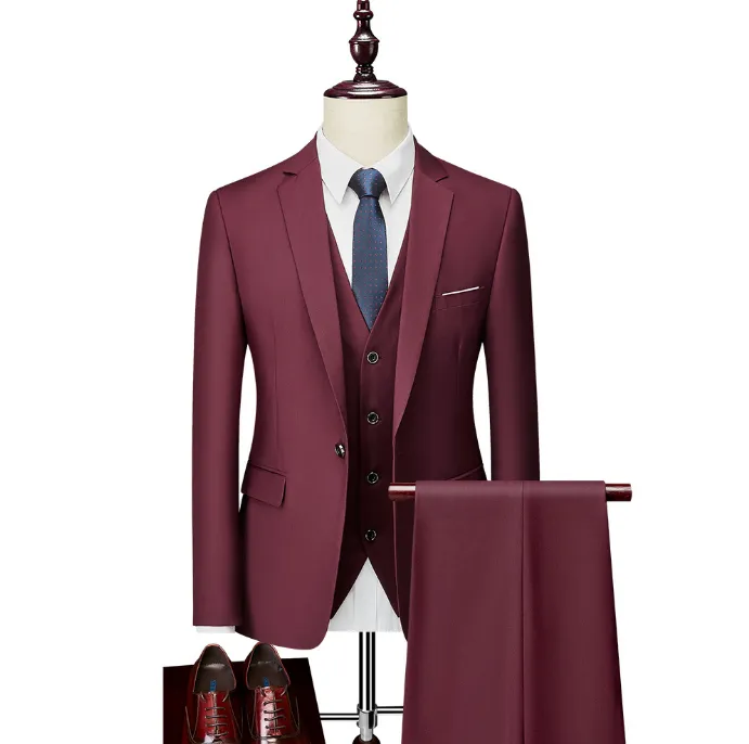 Andrew | Men's Business / Wedding Suit | Wine Red