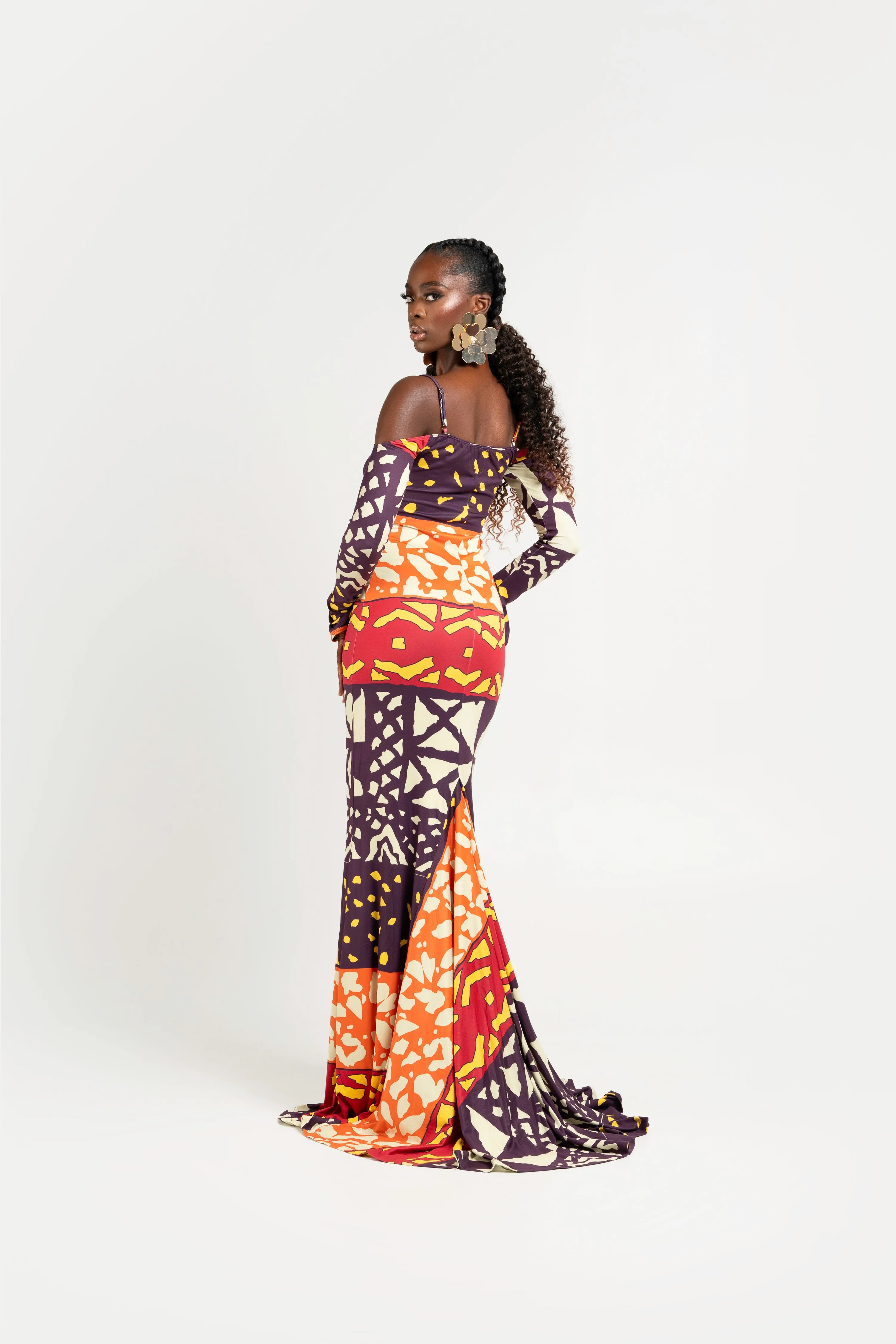 ANU BURGUNDY LONG SLEEVE MAXI DRESS