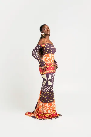 ANU BURGUNDY LONG SLEEVE MAXI DRESS