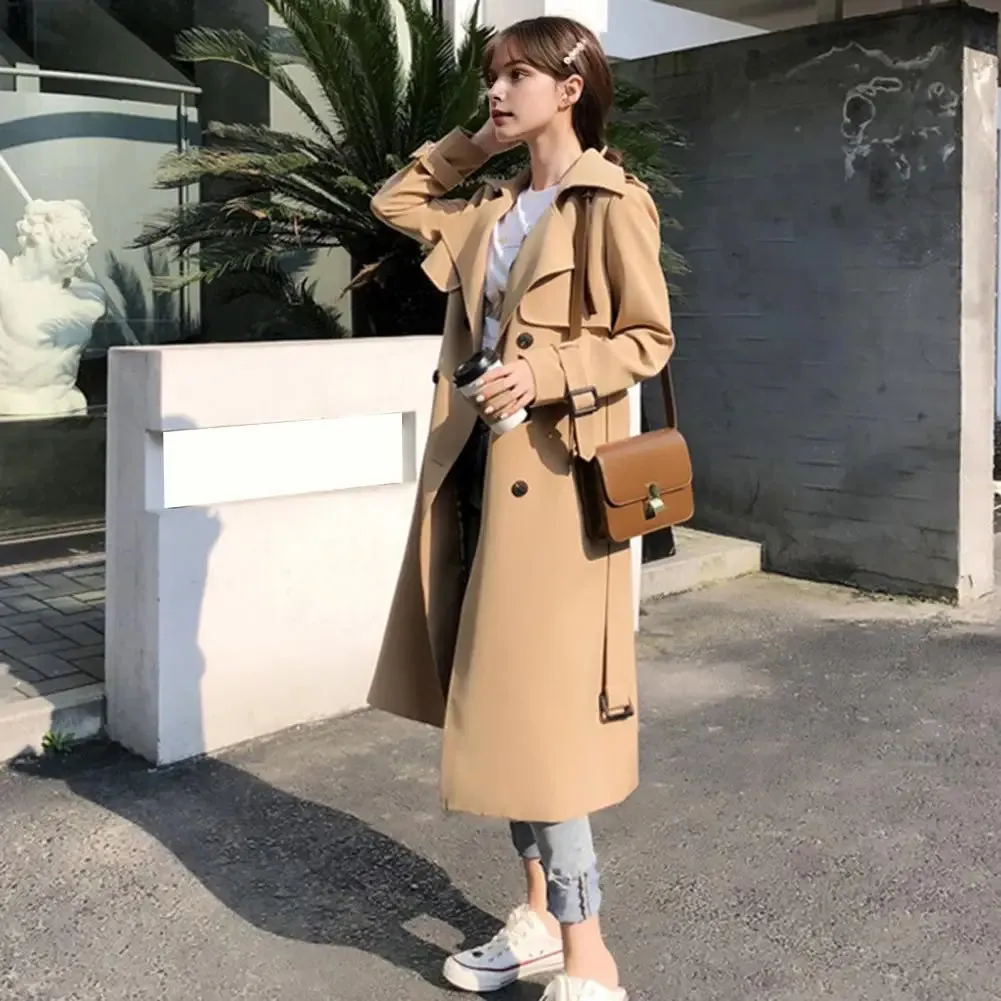 Autumn Winter Trench Coat For Women 2024 Fashion Double-breasted WOOLEN COAT Loose Office Lady Long Outerwears Jacket Coats