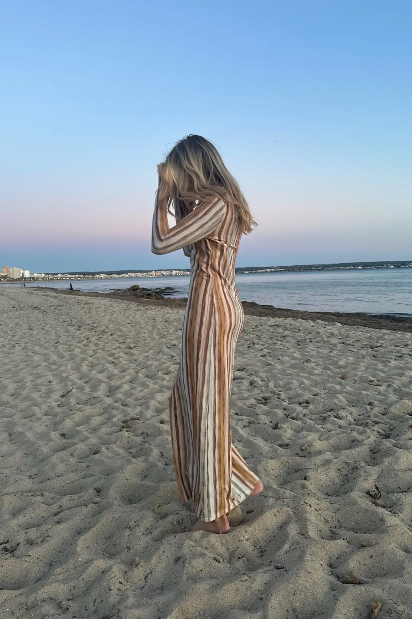 AyaIC Lang Kjole - Orange Multi Print