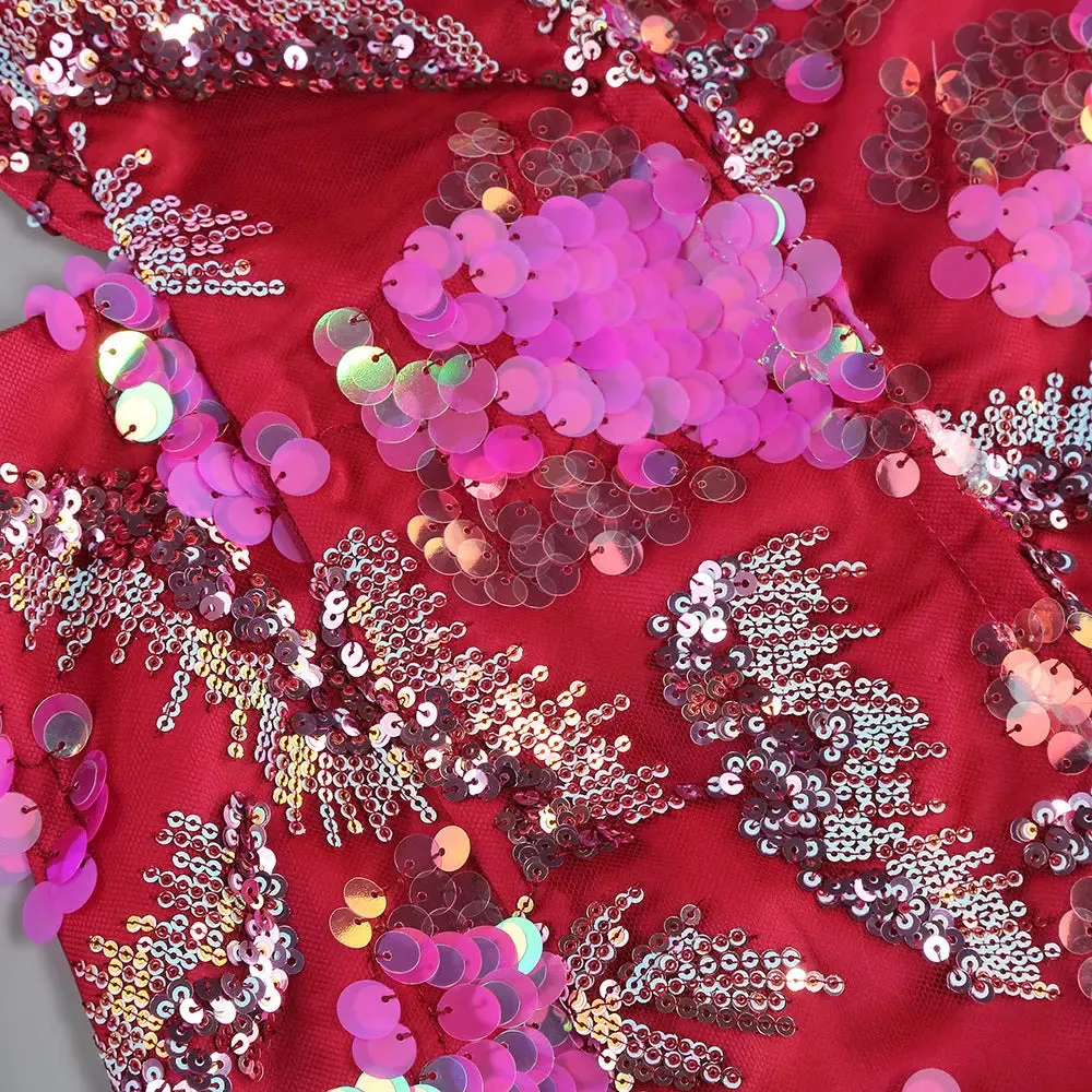 Backless Sequined Suit Jacket - Mid-Length Party Blazer