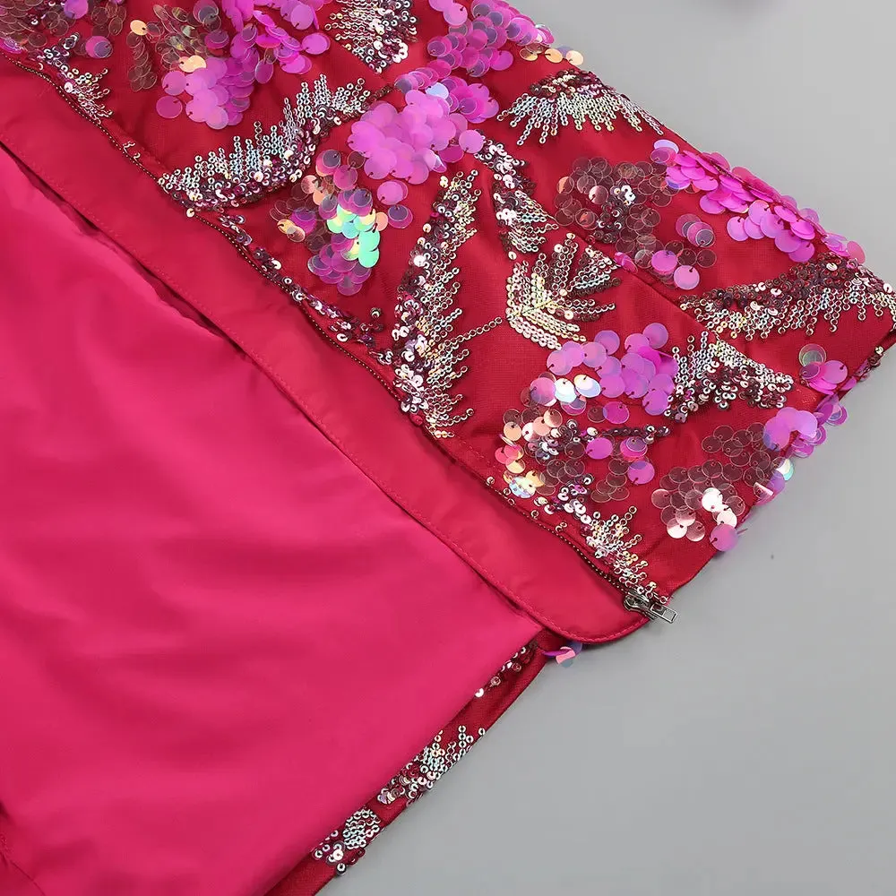 Backless Sequined Suit Jacket - Mid-Length Party Blazer