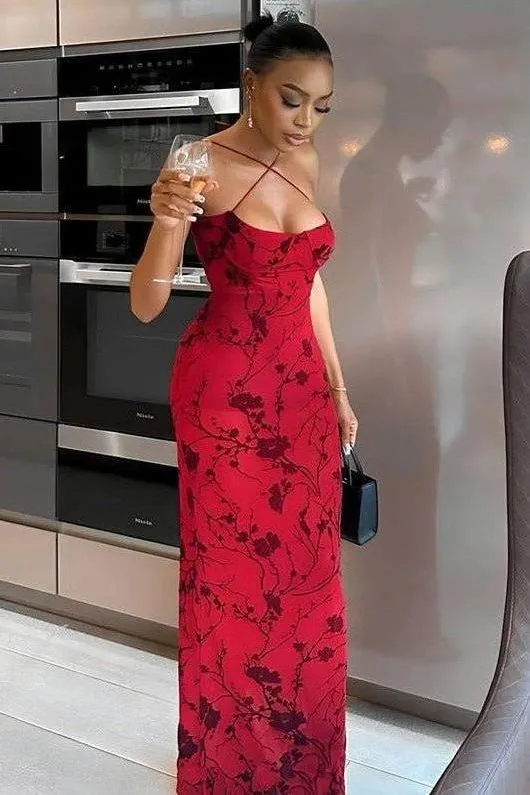 Backless Suspender Long dress