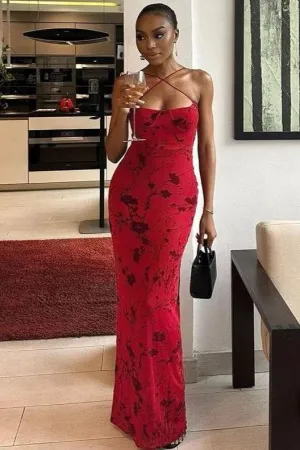 Backless Suspender Long dress