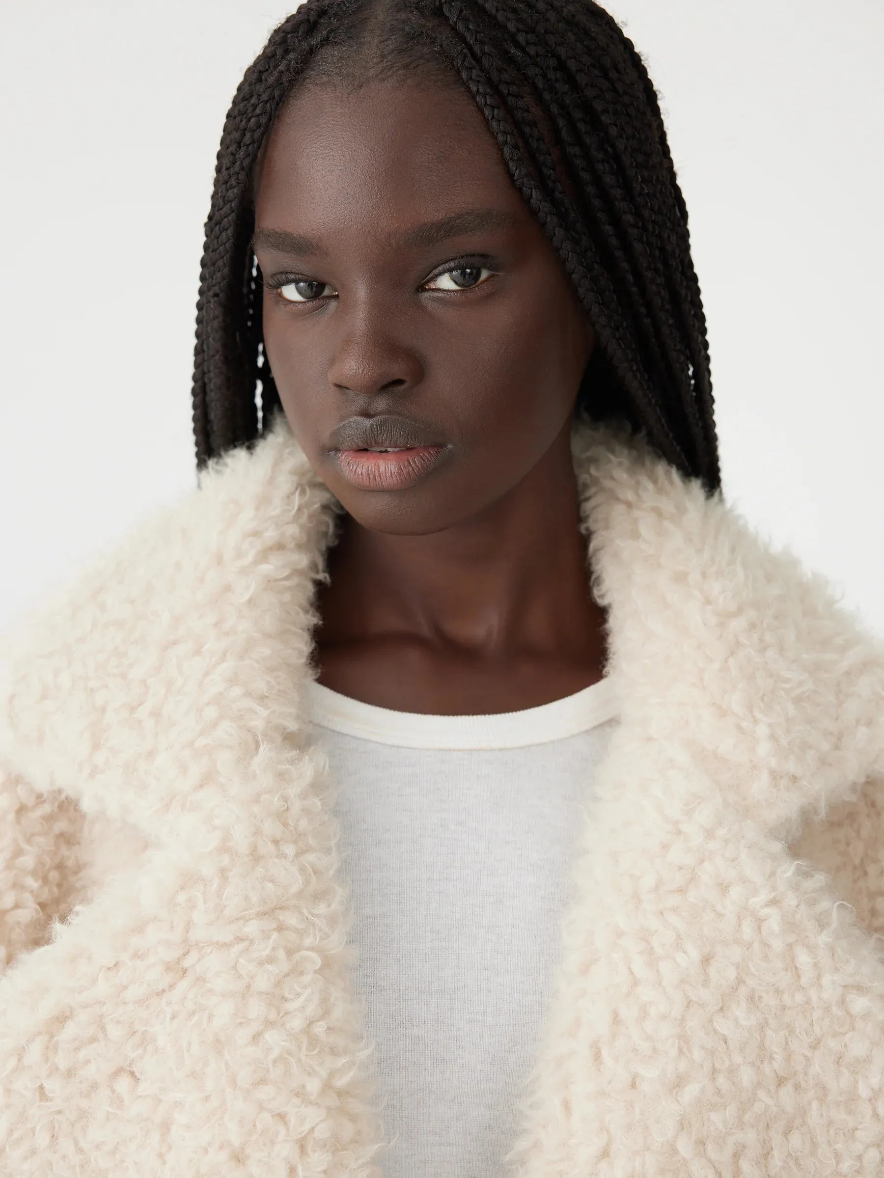 Bassike Textured Coat in Cream