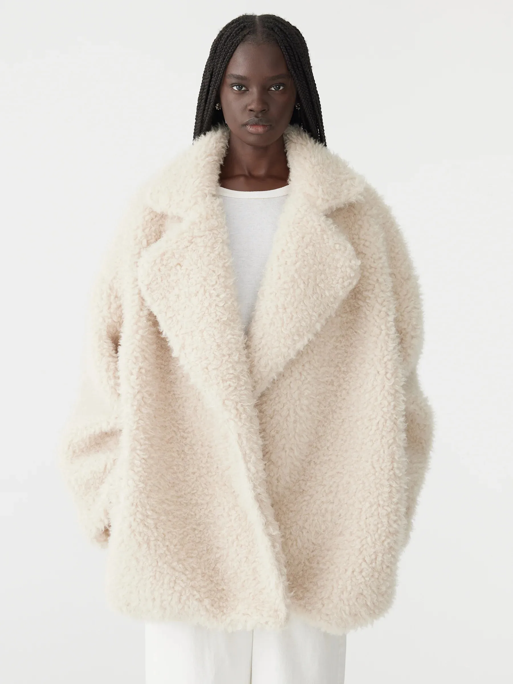 Bassike Textured Coat in Cream