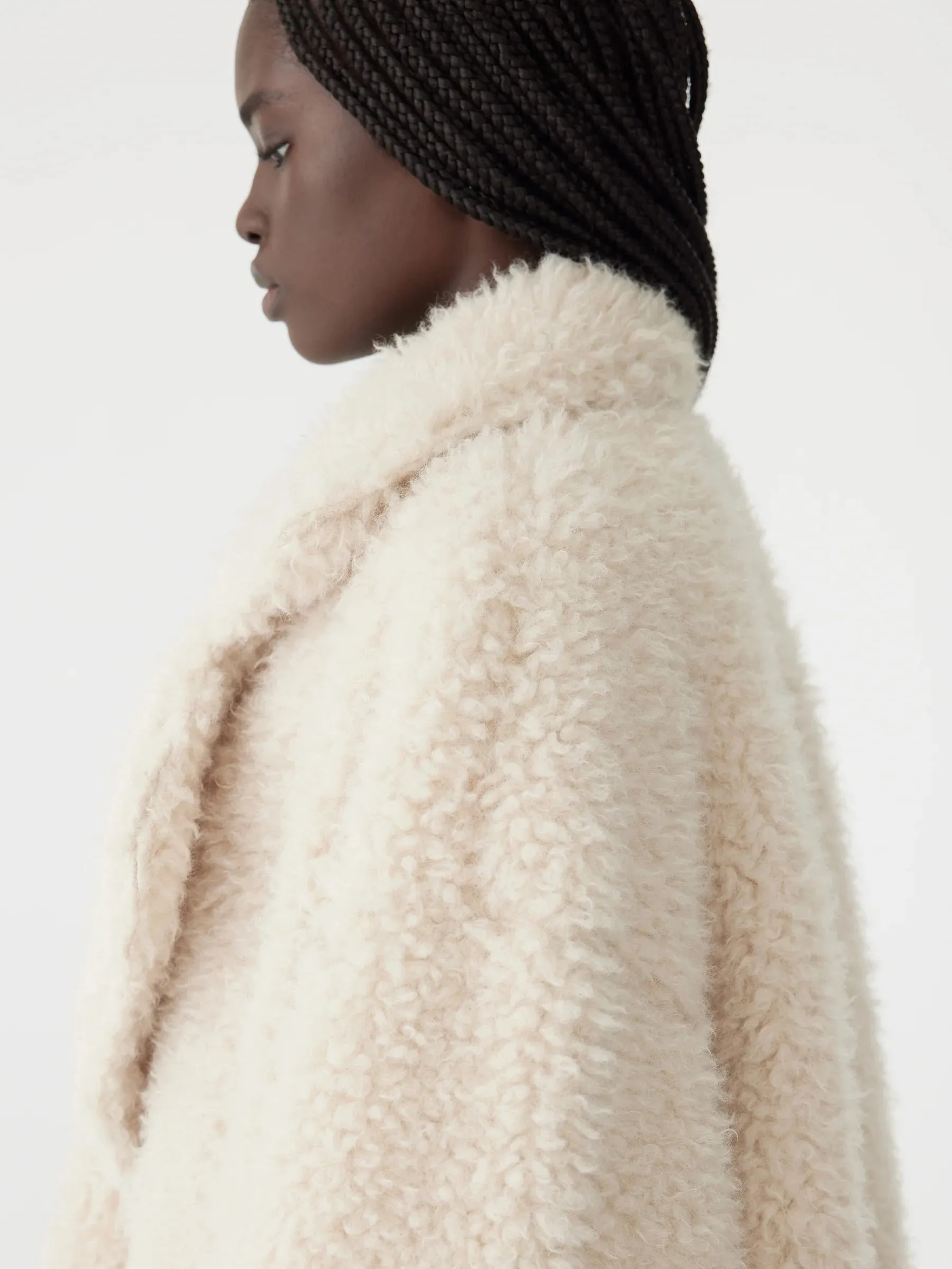 Bassike Textured Coat in Cream