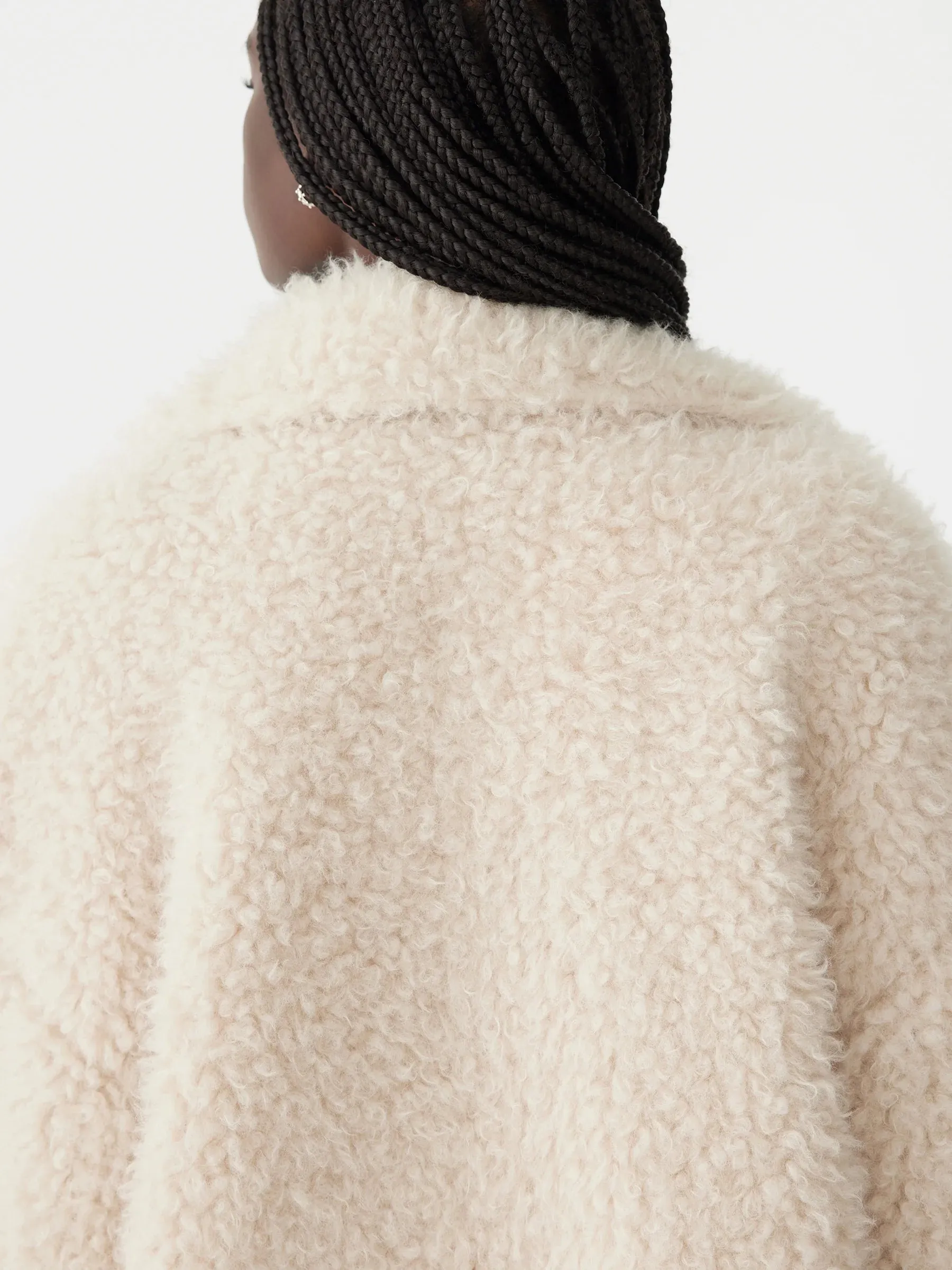 Bassike Textured Coat in Cream