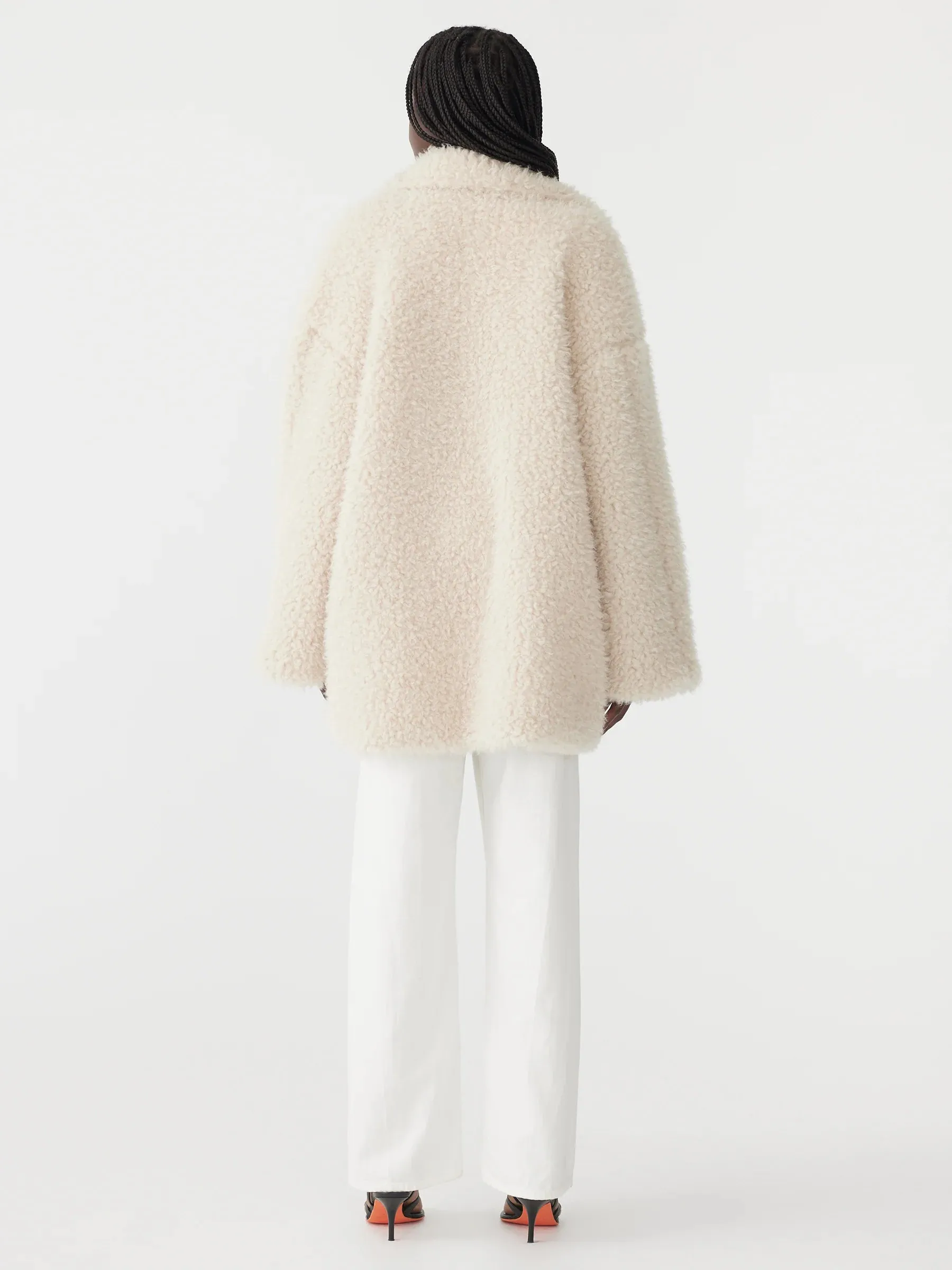 Bassike Textured Coat in Cream
